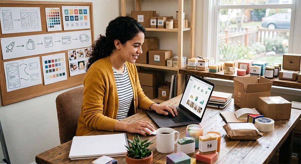 Packing orders behind an online store